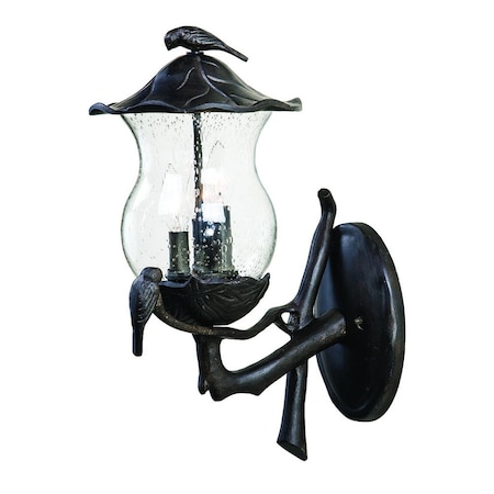 Homeroots Avian 3-Light Black & Coral Wall Light with Seeded Glass 399209